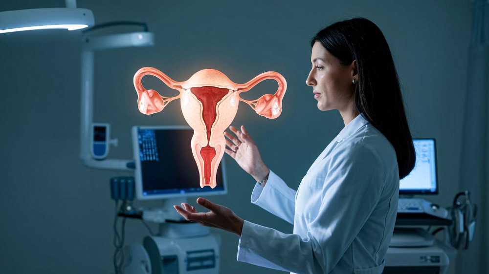 Minimally invasive gynecological surgery concept with uterus model in Bhopal