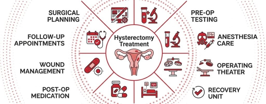 hysterectomy treatment process pre op surgery recovery steps
